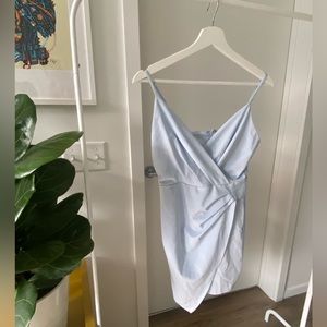 American Threads powder blue wrap bodycon dress